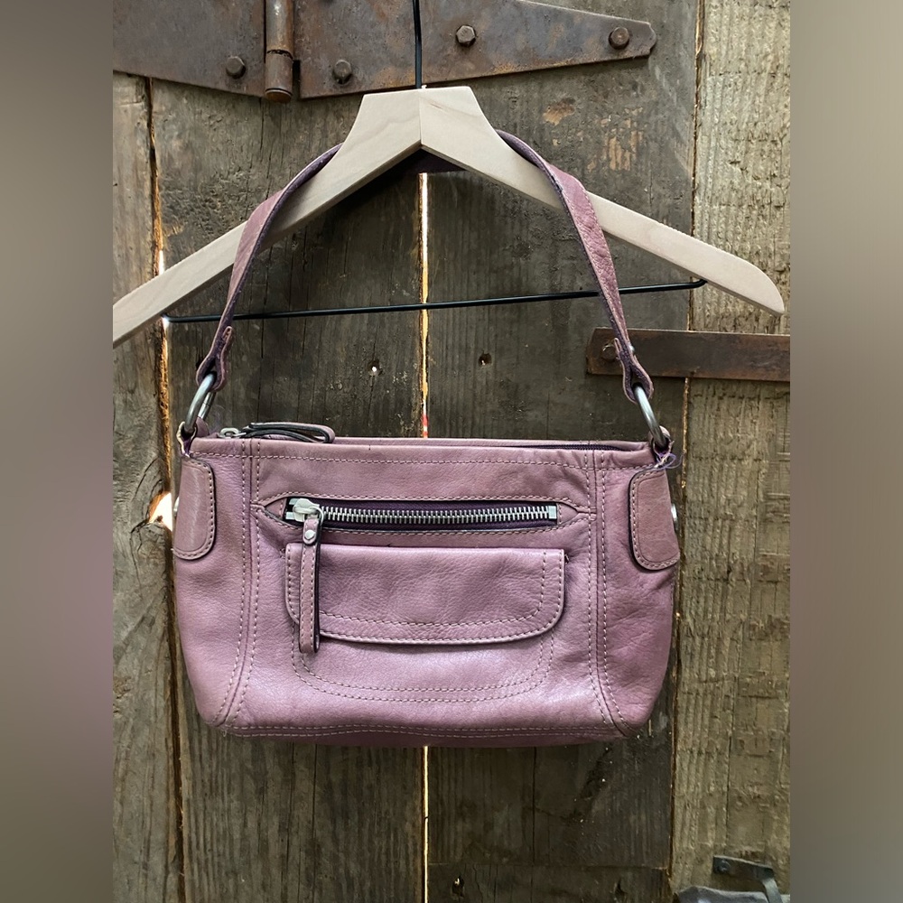 Fossil Mauve Leather Shoulder Bag